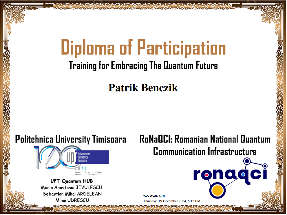 RoNaQCI UPT Training, December 17-18, 2024, Timisoara