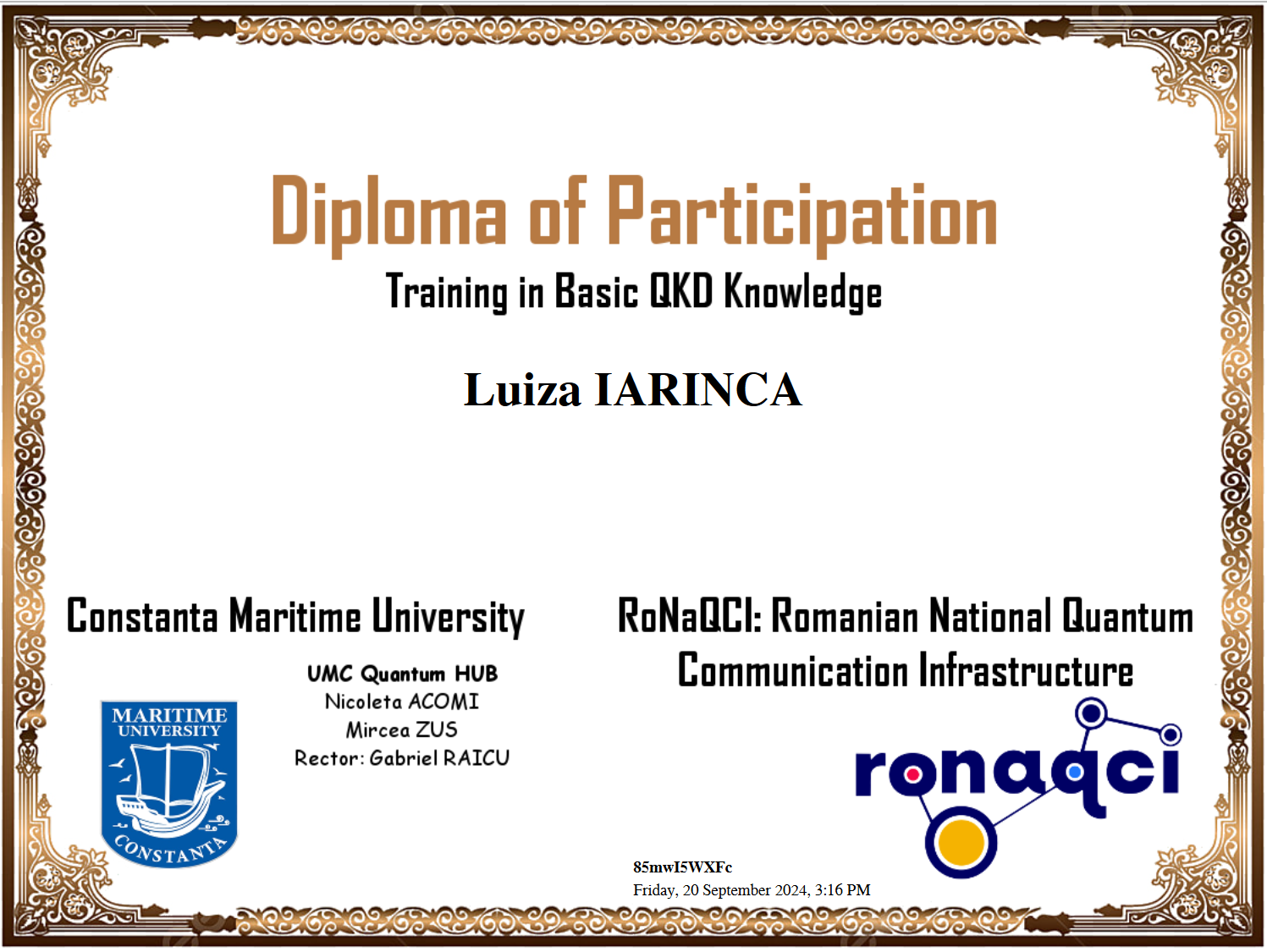 RoNaQCI 2nd Grand Training, September 16-18, 2024, Constanta