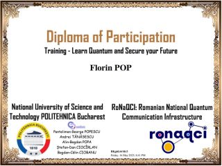RoNaQCI UPB Training, May 12-15, 2025, Bucharest